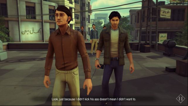 Babak saying that he would like to kick rebels asses but he is stopping himself. - Chapter 3: Disco. Of Course - Walkthrough - 1979 Revolution: Black Friday - Game Guide and Walkthrough