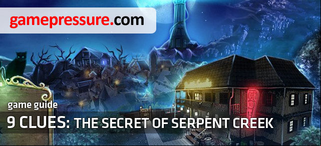 This guide contains detailed walkthrough of the Nine Clues - 9 Clues: The Secret of Serpent Creek - Game Guide and Walkthrough