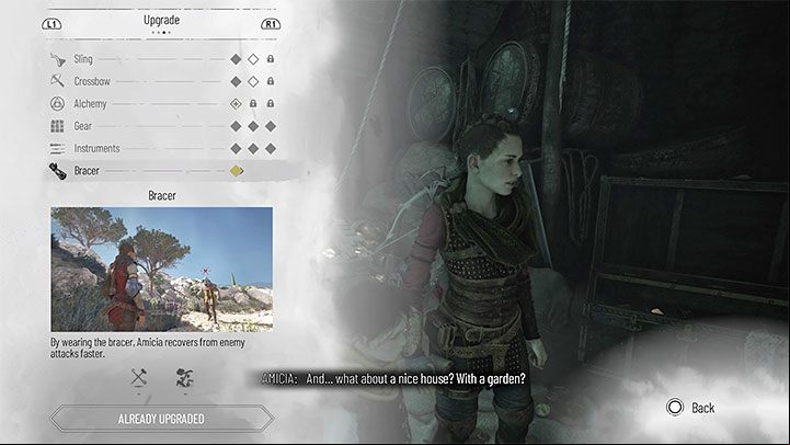 In chapter 9, you can get a Bracer, which Amicia will automatically put on as a new piece of armor - Plague Tale Requiem: Character development - Basics - A Plague Tale Requiem Guide, Walkthrough