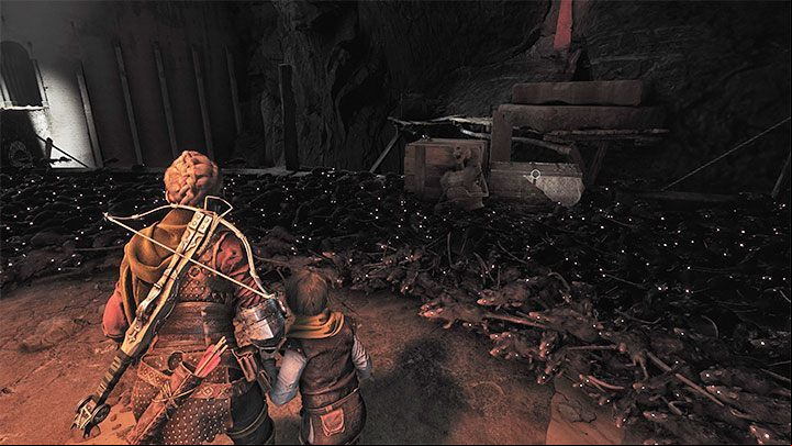 The carts can be pushed, but only on rails - Plague Tale Requiem: Chapter 11 (Cradle of Centuries) - list of secrets - Hugo Herbarium and Souvenirs - A Plague Tale Requiem Guide, Walkthrough
