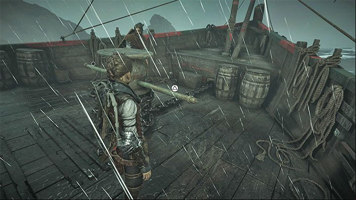Start by using the crank on the main deck - Plague Tale Requiem: Chapter 7, Reach Sophias boat - walkthrough - Chapter 7 - Felons - A Plague Tale Requiem Guide, Walkthrough