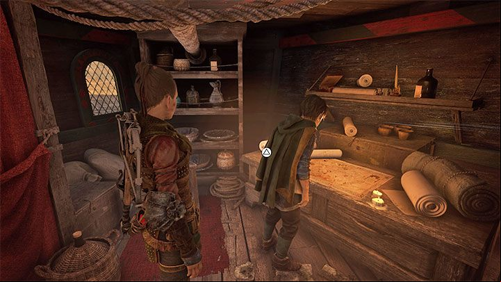 You will start the chapter aboard the ship and, as in chapter 8, you can talk with your companions - Plague Tale Requiem: Chapter 14, Get away from the Counts ship - walkthrough - Chapter 14 - Healing Our Wounds - A Plague Tale Requiem Guide, Walkthrough