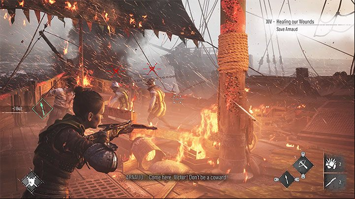 Amicia will lose consciousness for a moment - Plague Tale Requiem: Chapter 14, Get away from the Counts ship - walkthrough - Chapter 14 - Healing Our Wounds - A Plague Tale Requiem Guide, Walkthrough