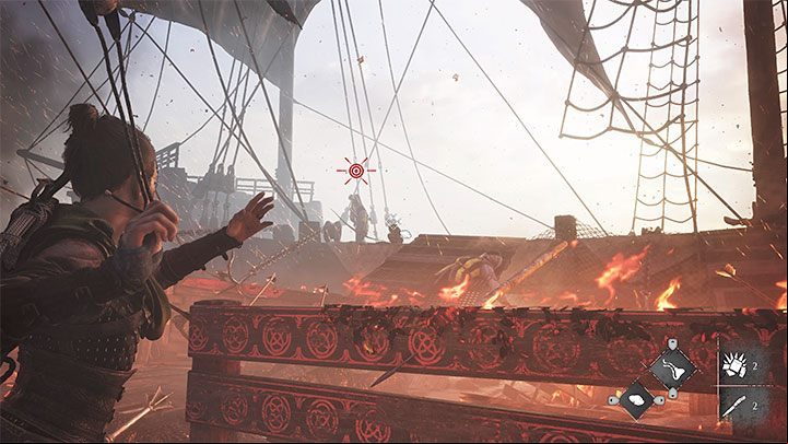 Look out for archers and enemies with spears - hide behind covers - Plague Tale Requiem: Chapter 14, Get away from the Counts ship - walkthrough - Chapter 14 - Healing Our Wounds - A Plague Tale Requiem Guide, Walkthrough