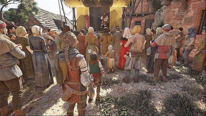 You should reach an area with a stage where a play is underway - Plague Tale Requiem: Chapter 2, Walk to the house - walkthrough - Chapter 2 - Newcomers - A Plague Tale Requiem Guide, Walkthrough