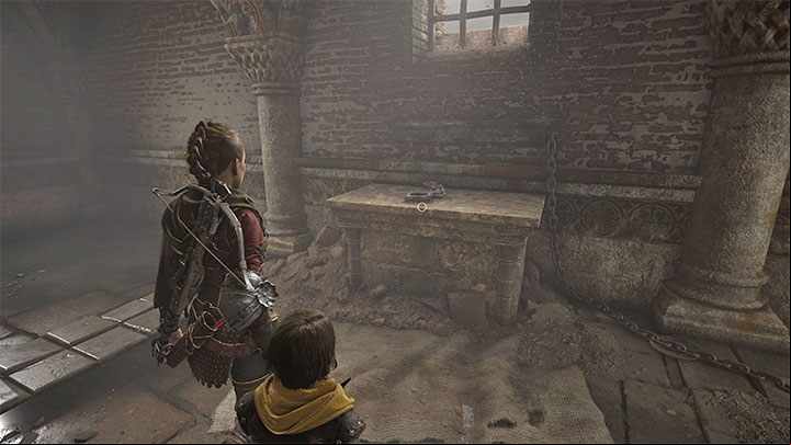 Examine the fresco by the altar and go down - Plague Tale Requiem: Chapter 10, Survive the assault - walkthrough - Chapter 10 - Bloodline - A Plague Tale Requiem Guide, Walkthrough