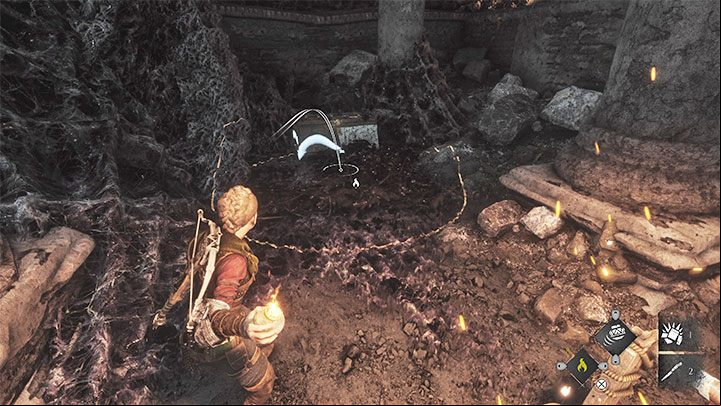The obstacle will be removed and you can resume pushing the cart - A Plague Tale Requiem: Chapter 11, Open the gate - walkthrough - Chapter 11 - The Cradle of Centuries - A Plague Tale Requiem Guide, Walkthrough