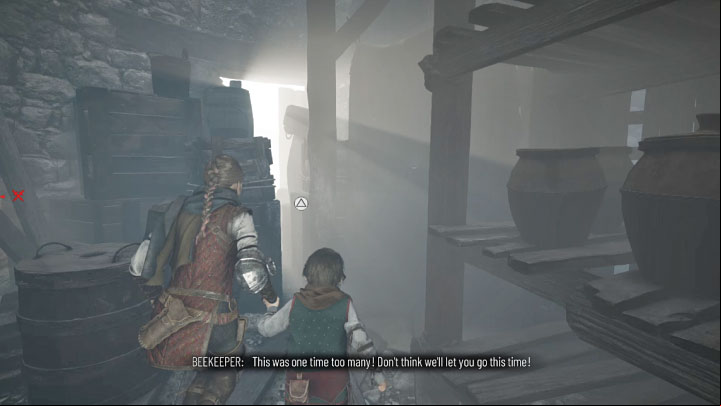 Take the only available path and reach the place you've jumped off of - Plague Tale Requiem: Chapter 1, Reach the castle - walkthrough - Chapter 1 - Under a New Sun - A Plague Tale Requiem Guide, Walkthrough