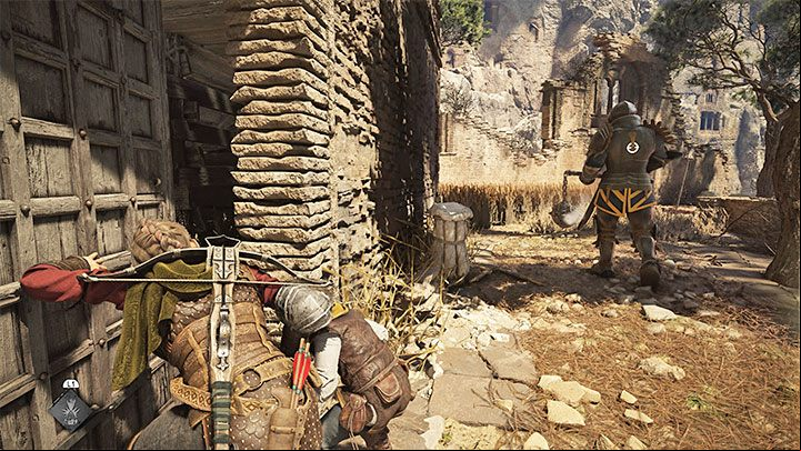 Wait for the armoured soldier to go right and open the tower door - Plague Tale Requiem: Chapter 9, Find a way around the checkpoint - walkthrough - Chapter 9 - Tales and Revelations - A Plague Tale Requiem Guide, Walkthrough