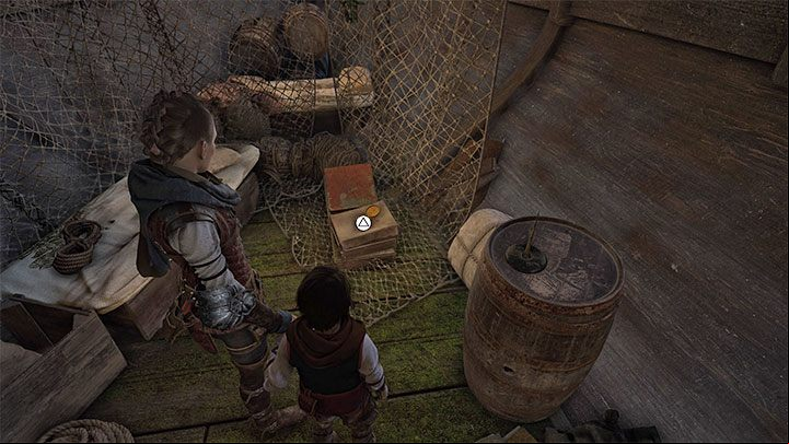 Chapter 8 begins with the team aboard a sailing ship - Plague Tale Requiem: Chapter 8, Enter the village - walkthrough - Chapter 8 - A Sea of Promises - A Plague Tale Requiem Guide, Walkthrough