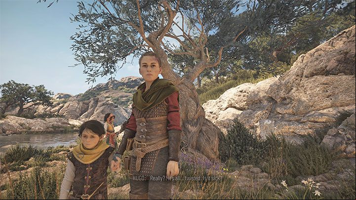 The path leads to a large tree growing near a river - Plague Tale Requiem: Chapter 9 (Tales and Revelations) - list of secrets - Hugo Herbarium and Souvenirs - A Plague Tale Requiem Guide, Walkthrough