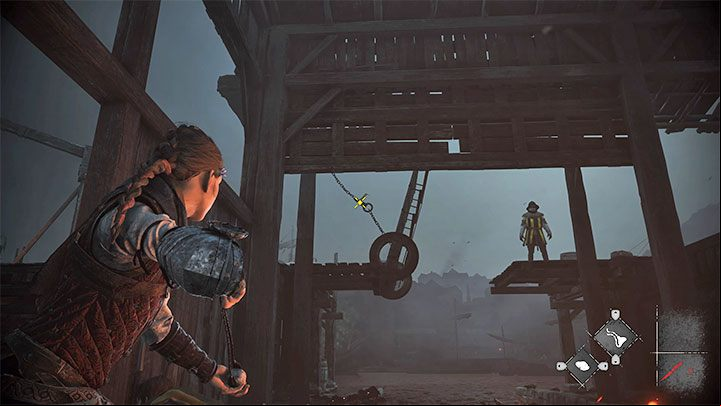 Time to return the favor and help the soldier leave the upper footbridges area - Plague Tale Requiem: Chapter 4, Find the Orders boat - walkthrough - Chapter 4 - Protectors Duty - A Plague Tale Requiem Guide, Walkthrough