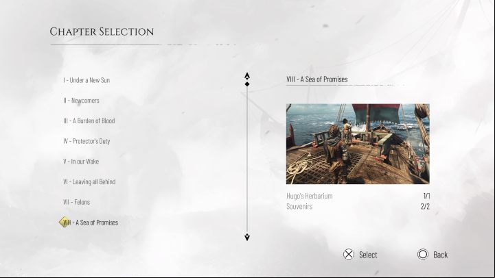 To have an easier time tracking your progress, you can visit Chapter Selection menu from the main menu - Plague Tale Requiem: List of all secrets - Secrets and Collectibles - A Plague Tale Requiem Guide, Walkthrough