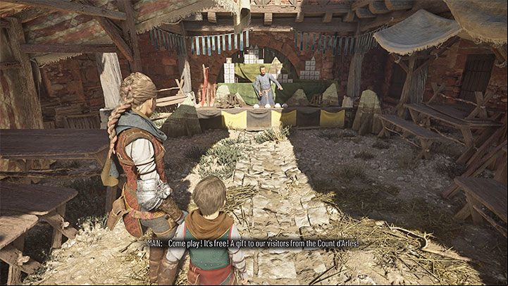This secret is obtained while exploring the lower part of a town where a fair is taking place - Plague Tale Requiem: Chapter 2 (Newcomers) - list of secrets - Hugo Herbarium and Souvenirs - A Plague Tale Requiem Guide, Walkthrough