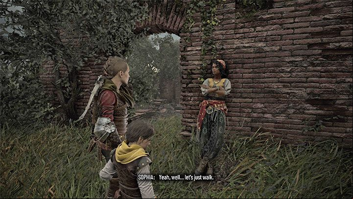 You need to reach the ruins where Sophia is standing leaning against the wall - this is shown in the screenshot above - Plague Tale Requiem: Chapter 10 (Bloodline) - list of secrets - Hugo Herbarium and Souvenirs - A Plague Tale Requiem Guide, Walkthrough