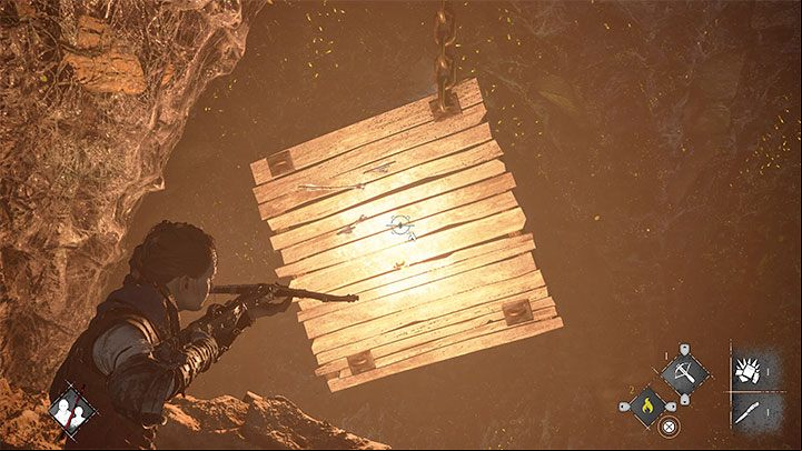 The next step is to fire an Ignifer crossbow shot on the board attached to the chain - Plague Tale Requiem: Chapter 7, Cross the beach - walkthrough - Chapter 7 - Felons - A Plague Tale Requiem Guide, Walkthrough