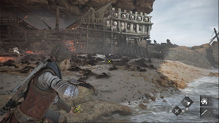 Once you reach the large wreck, new rats will begin to appear - Plague Tale Requiem: Chapter 7, Cross the beach - walkthrough - Chapter 7 - Felons - A Plague Tale Requiem Guide, Walkthrough