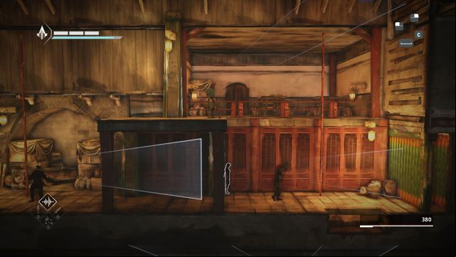 Hide in the green hiding place and observe the movement of guards - The Betrayal - walkthrough for sequence 11 - Walkthrough - Assassins Creed Chronicles: China - Game Guide and Walkthrough
