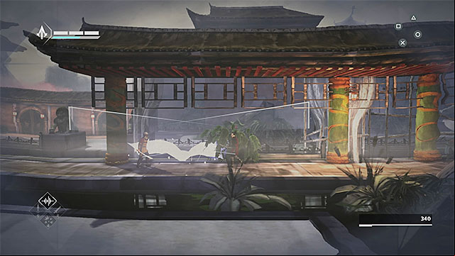 Use Helix or CAREFULLY jump between columns - Old Friend - walkthrough for sequence 9 - Walkthrough - Assassins Creed Chronicles: China - Game Guide and Walkthrough