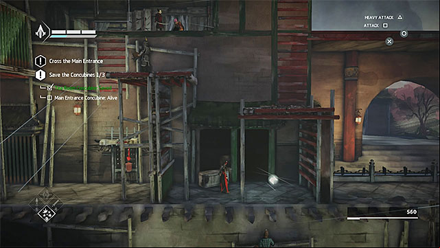 After you by the window and enemy with a crossbow, jump to the bottom - Shards in sequence 9 - Old Friend - Animus shards - Assassins Creed Chronicles: China - Game Guide and Walkthrough