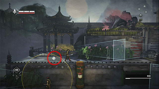 Reach the territory left from the waterfall - Shards in sequence 9 - Old Friend - Animus shards - Assassins Creed Chronicles: China - Game Guide and Walkthrough