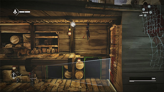 First secret is near the ceiling and it is well visible - Shards in sequence 3 - The Port - Animus shards - Assassins Creed Chronicles: China - Game Guide and Walkthrough