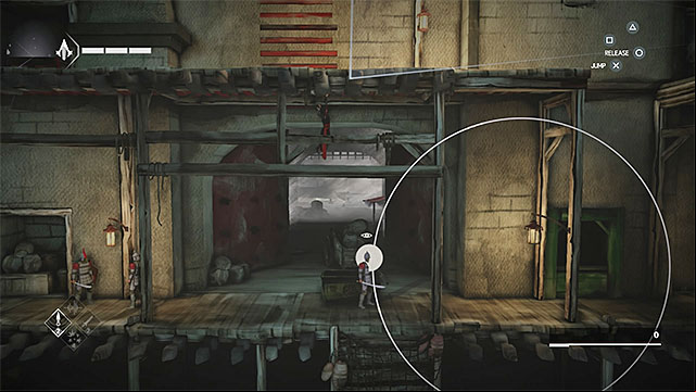Distract the guard, land at the spot where he was standing and reach the secret - The Slaver - walkthrough for sequence 4 - Walkthrough - Assassins Creed Chronicles: China - Game Guide and Walkthrough