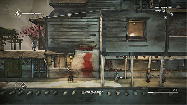 Once more, use the throwing knifes - The Search - walkthrough for sequence 6 - Walkthrough - Assassins Creed Chronicles: China - Game Guide and Walkthrough