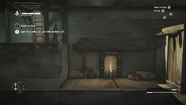 By moving right you will reach the territory with fourth candle - The Search - walkthrough for sequence 6 - Walkthrough - Assassins Creed Chronicles: China - Game Guide and Walkthrough