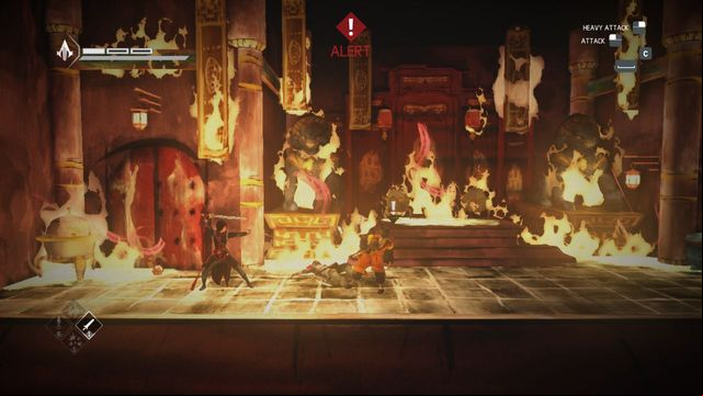 Observe markers appearing above enemy head - skull means you can perform a finisher - Demon Fire - walkthrough for sequence 10 - Walkthrough - Assassins Creed Chronicles: China - Game Guide and Walkthrough