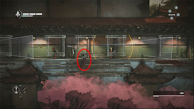 You should stop for a moment at the middle window - The Snake - walkthrough for sequence 7 - Walkthrough - Assassins Creed Chronicles: China - Game Guide and Walkthrough