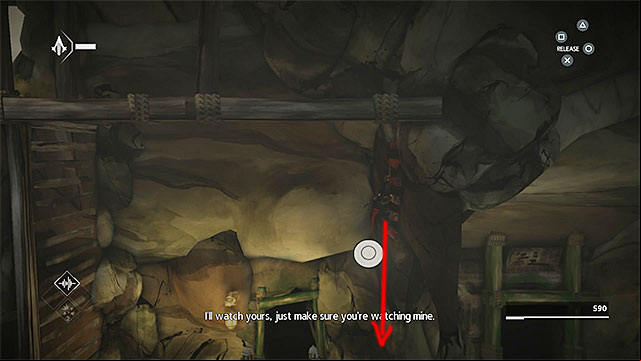 Fall down after reaching the right upper wall, it will allow you to avoid talking guards - The Escape - walkthrough for sequence 1 - Walkthrough - Assassins Creed Chronicles: China - Game Guide and Walkthrough