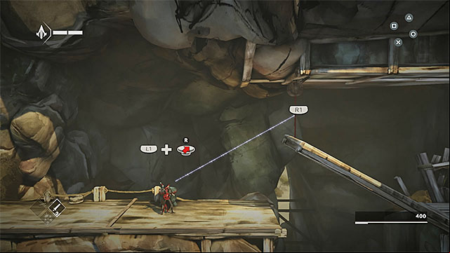 Return to the left ledge and start climbing - first go to the wall up, then right and finally down - The Return - walkthrough for sequence 2 - Walkthrough - Assassins Creed Chronicles: China - Game Guide and Walkthrough