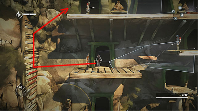 When guards start their patrols, perform a quick climbing - The Return - walkthrough for sequence 2 - Walkthrough - Assassins Creed Chronicles: China - Game Guide and Walkthrough