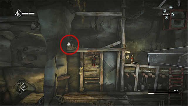 Climb on the wall to the edge with data fragment - Shards in sequence 2 - The return - Animus shards - Assassins Creed Chronicles: China - Game Guide and Walkthrough