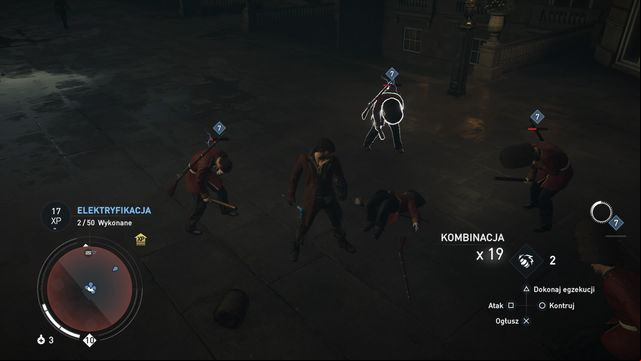 One voltaic bomb just stunned four enemies. - Melee combat | Fighting - Fighting - Assassins Creed: Syndicate Game Guide & Walkthrough