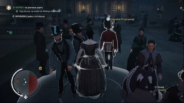 In the crowd, you can abduct the royal guard or pick his pocket. - 04 - A Night to | Syndicate Sequence 9 Walkthrough - Sequence 9 - Assassins Creed: Syndicate Game Guide & Walkthrough
