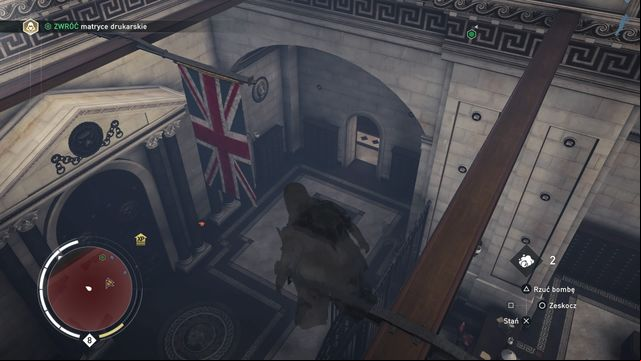 The place from where you can quickly get to the room where you can return the plates. - 05 - Unbreaking the Bank | Syndicate Sequence 7 Walkthrough - Sequence 7 - Assassins Creed: Syndicate Game Guide & Walkthrough
