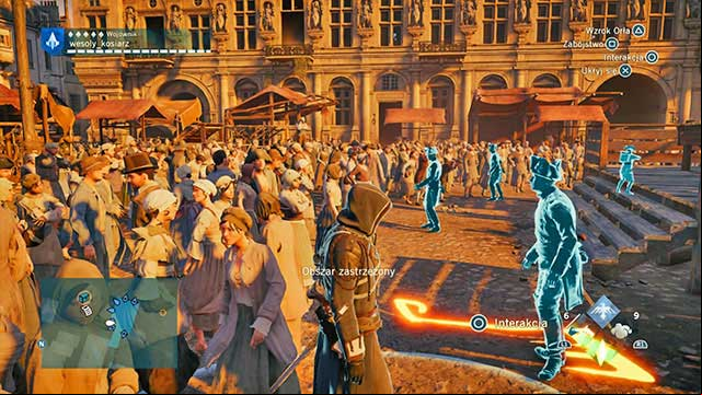 The second answer is in front of the city hall, on the ground, right next to the guillotine, on the very edge of the restricted area - Side quests | Hotel de Ville map in AC Unity - Hotel de Ville - Assassins Creed: Unity Game Guide & Walkthrough