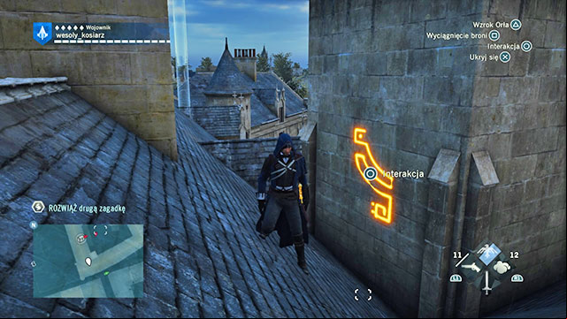 The second solution is on the wall of the Hotel de Sans tower, in the recess between the tower and the slanting roof - Side quests | Marais map in AC Unity - Marais - Assassins Creed: Unity Game Guide & Walkthrough
