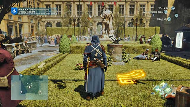 The second solution is in the gardens of the Palais Royal, next to the cannon model - Side quests | Tuileries map in AC Unity - Tuileries - Assassins Creed: Unity Game Guide & Walkthrough