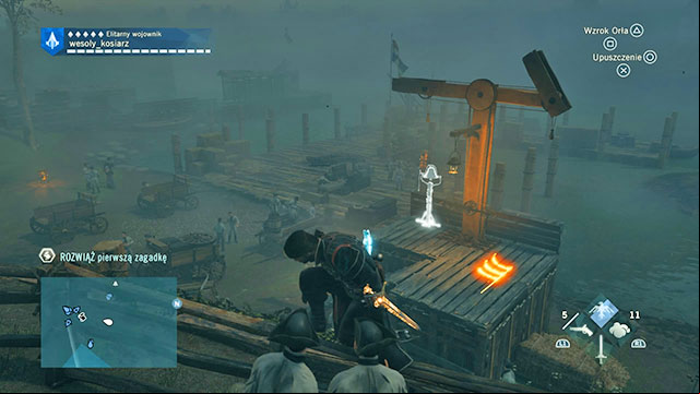 The first solution is a bit ahead, on the quay, on the platform next to the Chappe tower - Side quests | Invalides map in AC Unity - Invalides - Assassins Creed: Unity Game Guide & Walkthrough