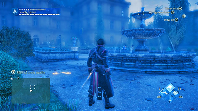 The third solution is in the palace gardens, on the ground, next to the fountain - Side quests | Faubourg Saint-Germain map in AC Unity - Faubourg Saint-Germain - Assassins Creed: Unity Game Guide & Walkthrough