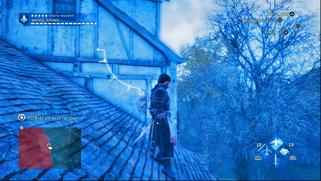 The symbol is on the roof of the building, close to the boundary of the simulation, on the wall - Side quests | Saint-Marcel map in AC Unity - Saint-Marcel - Assassins Creed: Unity Game Guide & Walkthrough