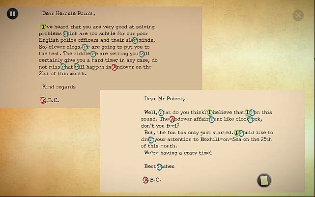 LITTLE GREY CELLS - Compare the new letter with the first one - Chapter one - Andover - Agatha Christie: The ABC Murders - Game Guide and Walkthrough