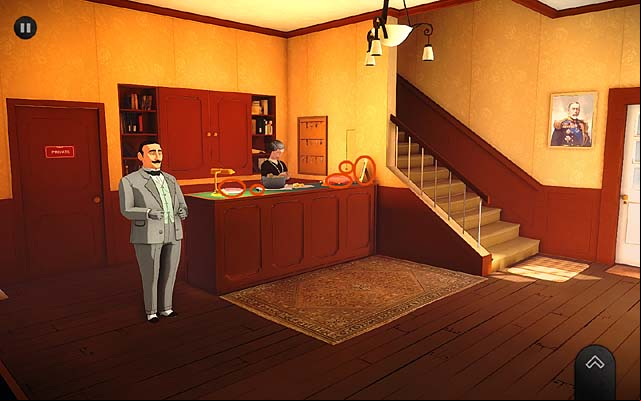 Look at the right side of the counter (three clues) - Question Mrs Marbury - Chapter four - London - Agatha Christie: The ABC Murders - Game Guide and Walkthrough