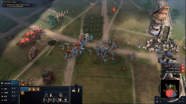 Continue producing new units and immediately send them to the walls near the 3 city gates - Age of Empires 4: The Siege of Paris (The Hundred Years War) - walkthrough - The Hundred Years War - Age of Empires 4 Guide