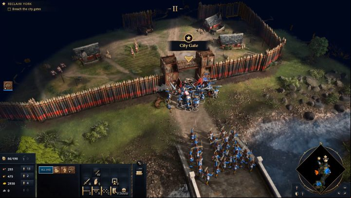 Eliminate the enemy army and then destroy the first city gate - Age of Empires 4: North to York (The Normans) - walkthrough - The Normans - Age of Empires 4 Guide