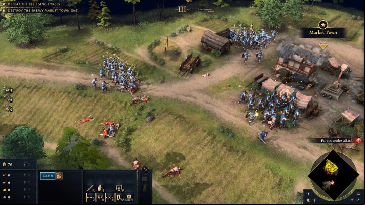 When reinforcements arrive, destroy the nearby enemy city - it is defended by a handful of spearmen and archers - Age of Empires 4: First Battle of Lincoln (The Normans) - walkthrough - The Normans - Age of Empires 4 Guide