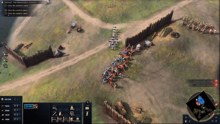 Each of the 3 camps consists of groups of spearmen and archers - Age of Empires 4: First Battle of Lincoln (The Normans) - walkthrough - The Normans - Age of Empires 4 Guide
